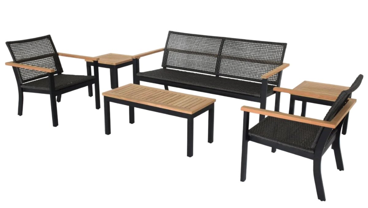 Aluminum and Teak Coffee Table (Rectangle) - Naples - Teak HQ™