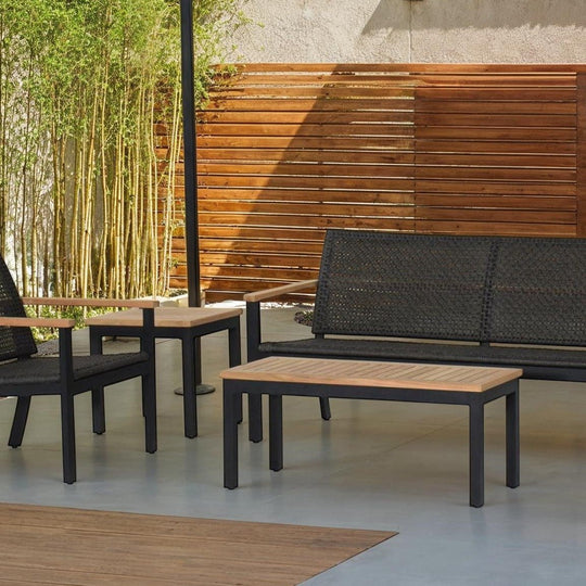 Aluminum and Teak Coffee Table (Rectangle) - Naples - Teak HQ™