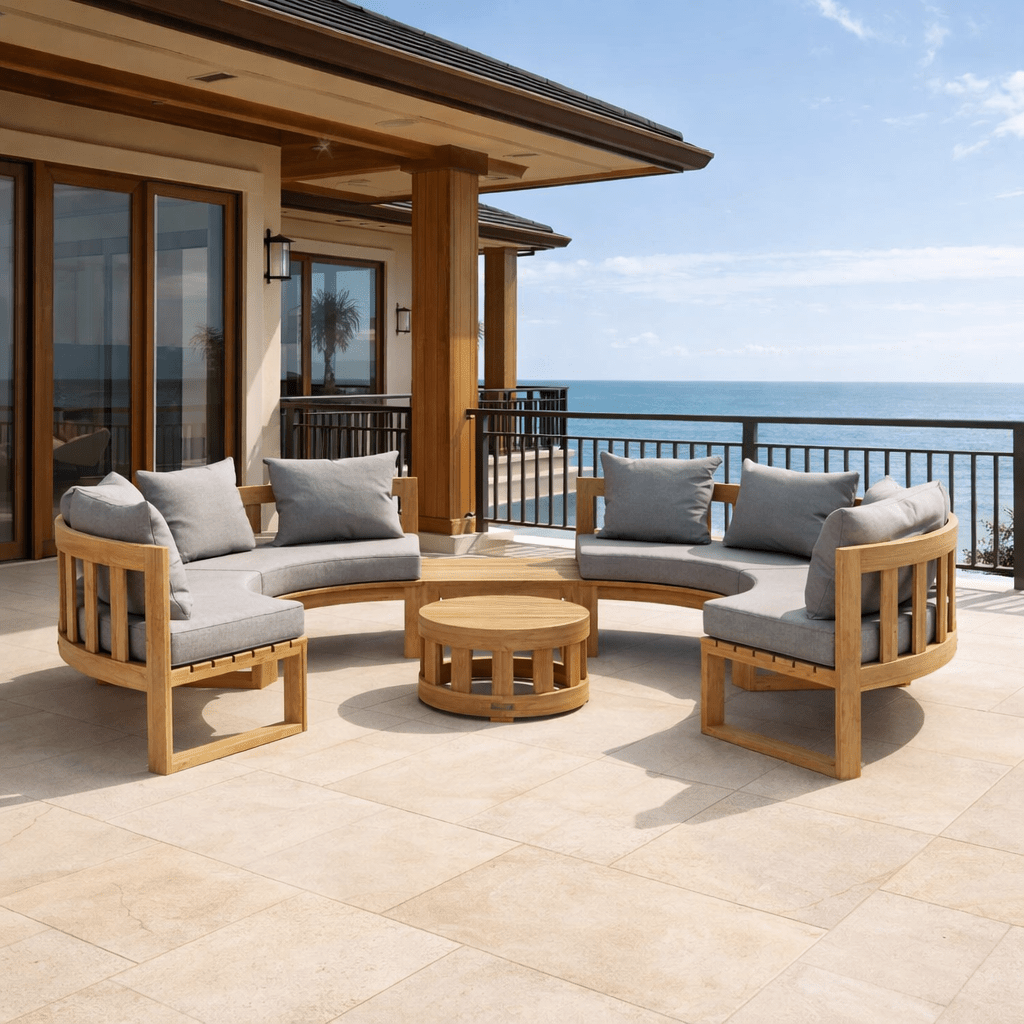 Authentic Teak Wood Furniture - Arena 6 - Piece Sectional Set - Teak HQ™