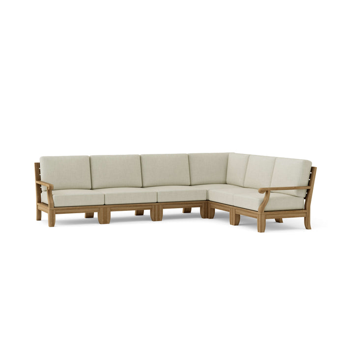 Contemporary Teak Outdoor Furniture - Riviera 6-Piece Sectional Set