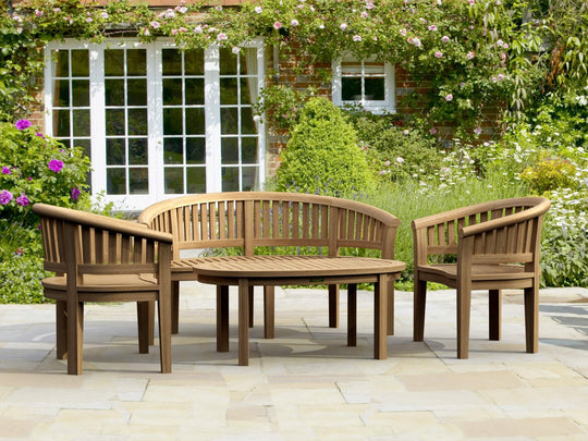 Contemporary Outdoor Teak Furniture - Curve 4 - Piece Set - Teak HQ™