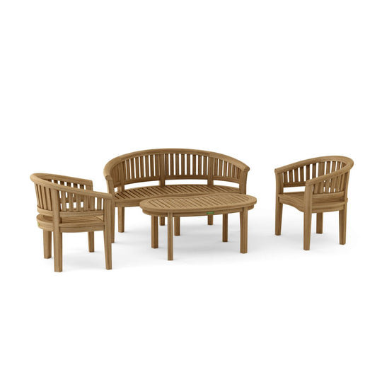 Contemporary Outdoor Teak Furniture - Curve 4 - Piece Set - Teak HQ™