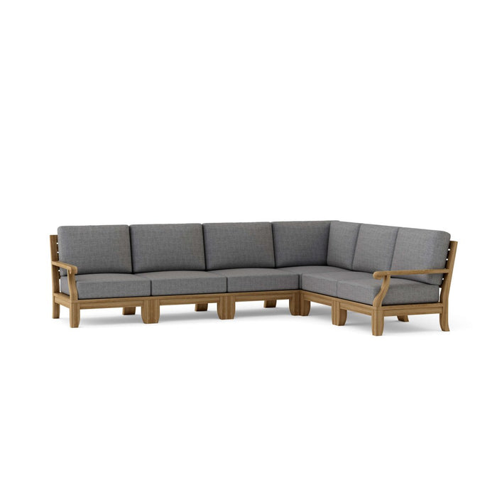Contemporary Teak Outdoor Furniture - Riviera 6 - Piece Sectional Set - Teak HQ™