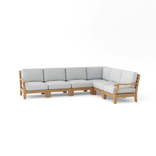 Contemporary Teak Outdoor Furniture - Riviera 6 - Piece Sectional Set - Teak HQ™