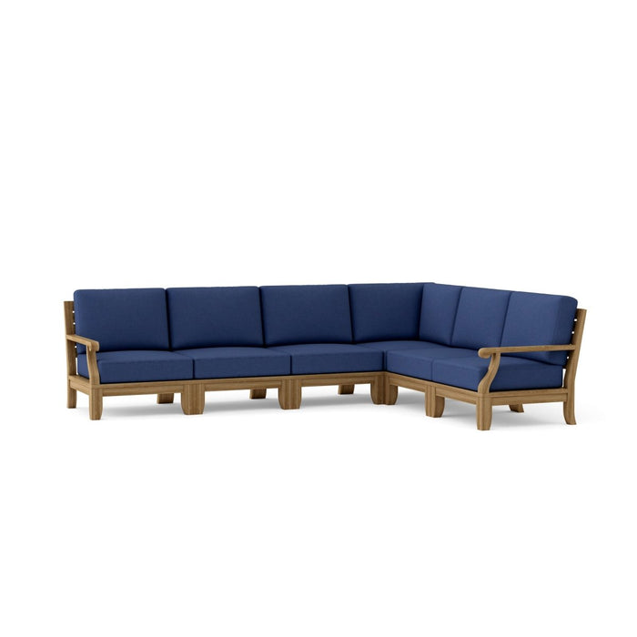 Contemporary Teak Outdoor Furniture - Riviera 6 - Piece Sectional Set - Teak HQ™