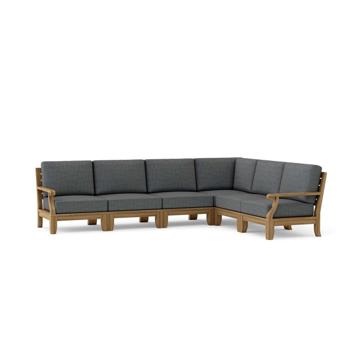 Contemporary Teak Outdoor Furniture - Riviera 6 - Piece Sectional Set - Teak HQ™