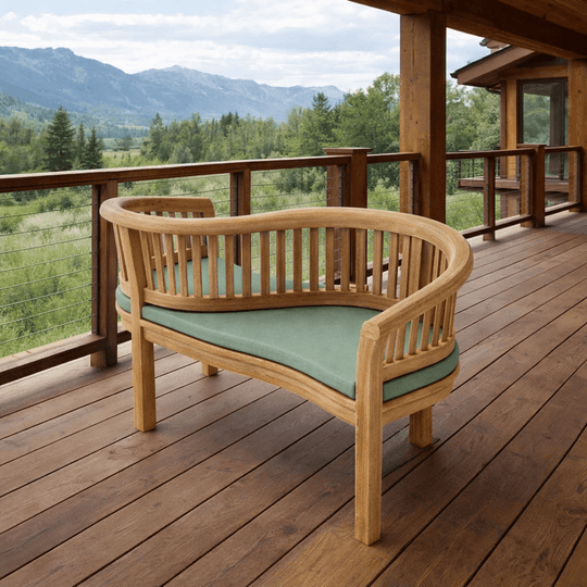 Curved Teak Outdoor Bench (2 - Seater) - Curve - Teak HQ™