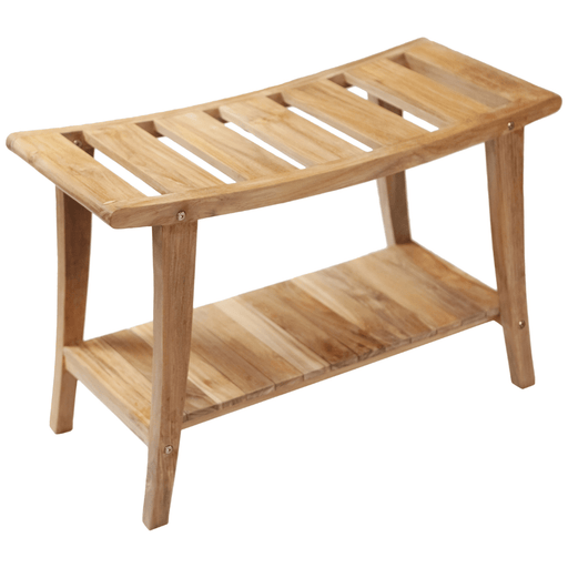 Curved Teak Spa Bench With Lower Shelf - Meridian - Teak HQ™