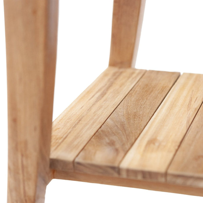 Curved Teak Spa Bench With Lower Shelf - Meridian - Teak HQ™