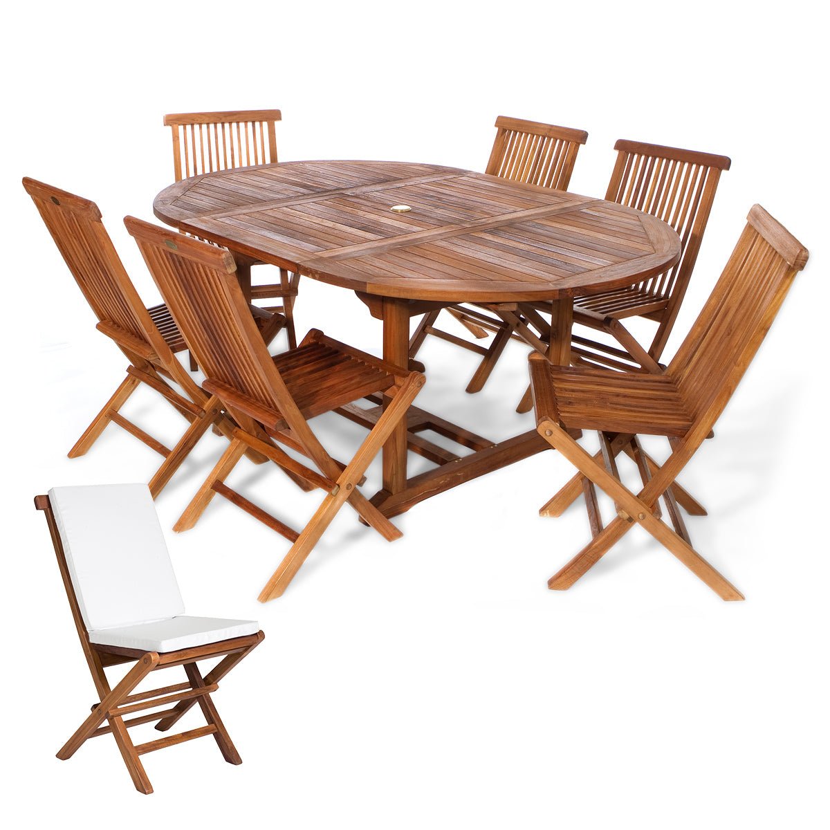 Dark Teak Outdoor Furniture Set (Table + 6 Chairs) - by All Things Cedar - Teak HQ™