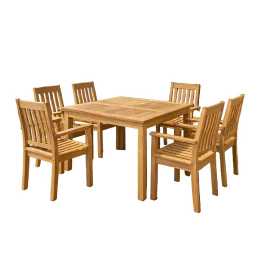 Dining Teak Outdoor Furniture - Windsor (Table) & Rialto (6 Chairs) - Teak HQ™