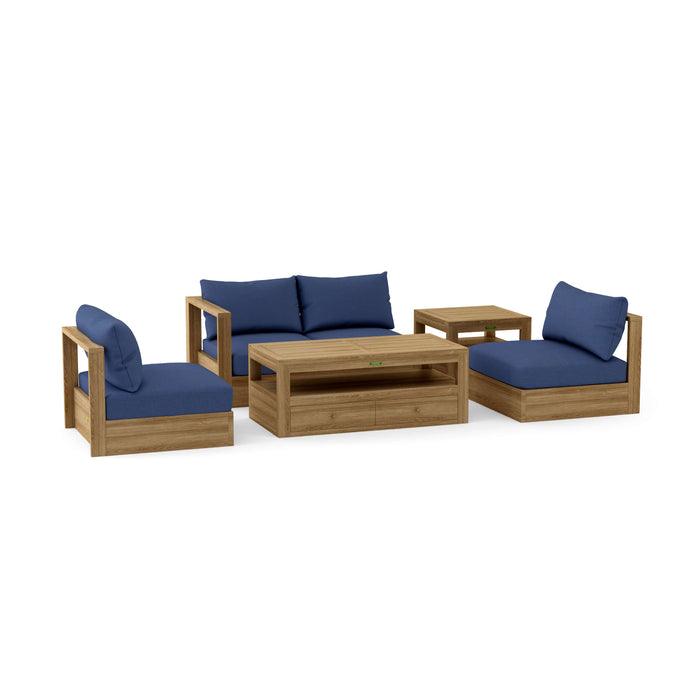 Teak Outdoor Sectional Sofa - Copacabana 5-Piece Modular Set