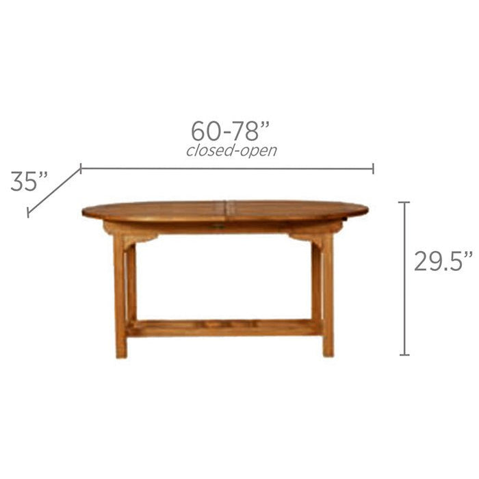 Extendable Teak Outdoor Dining Table (78" Long Oval) - Family - Teak HQ™