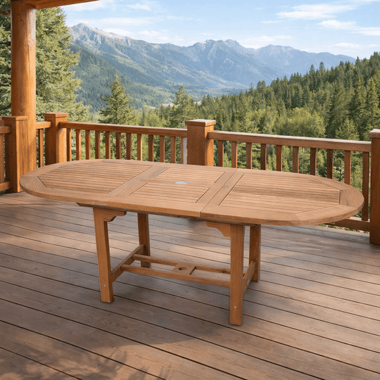 Extendable Teak Outdoor Dining Table (78" Long Oval) - Family - Teak HQ™
