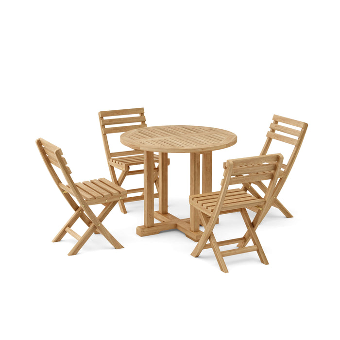 Teak Bistro Patio Set - Montage (Table) & Alabama (4 Chairs)