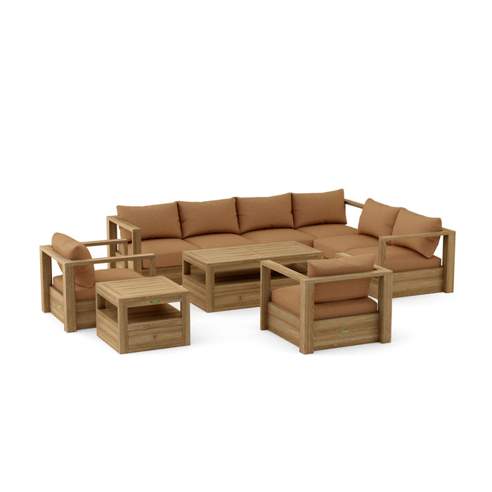 Teak Outdoor Sectional Set - Copacabana 7-Piece Modular Set