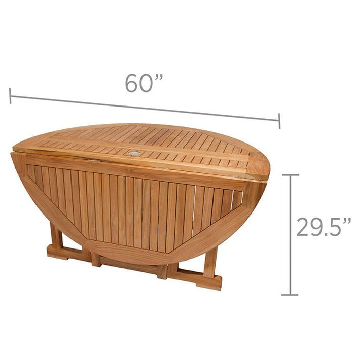 Foldable Teak Table (60" Round) - DropLeaf - Teak HQ™