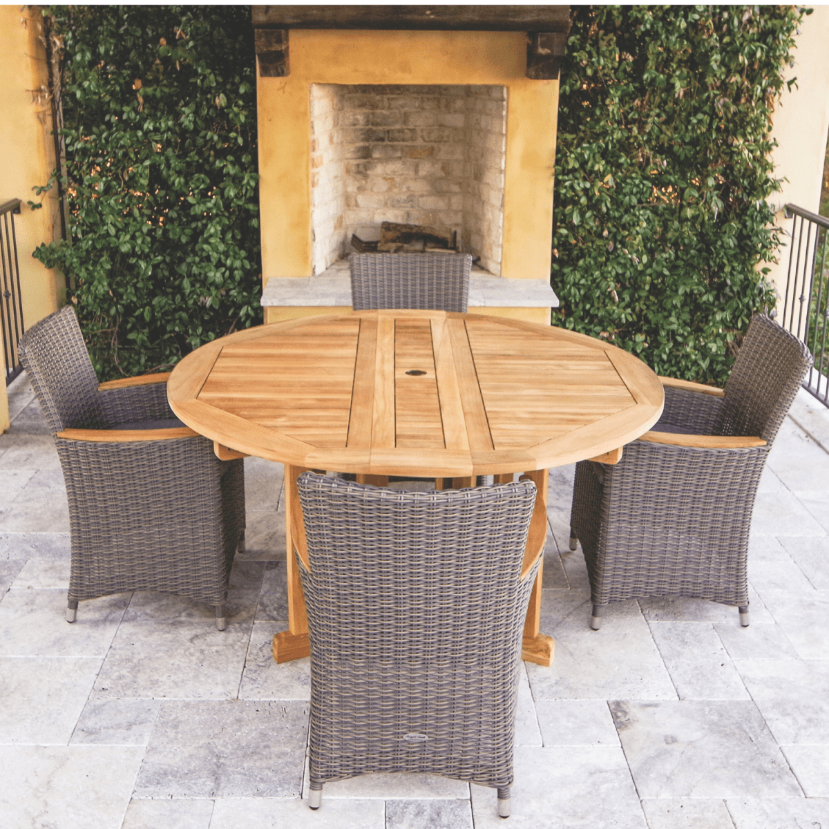 Foldable Teak Table (60" Round) - DropLeaf - Teak HQ™