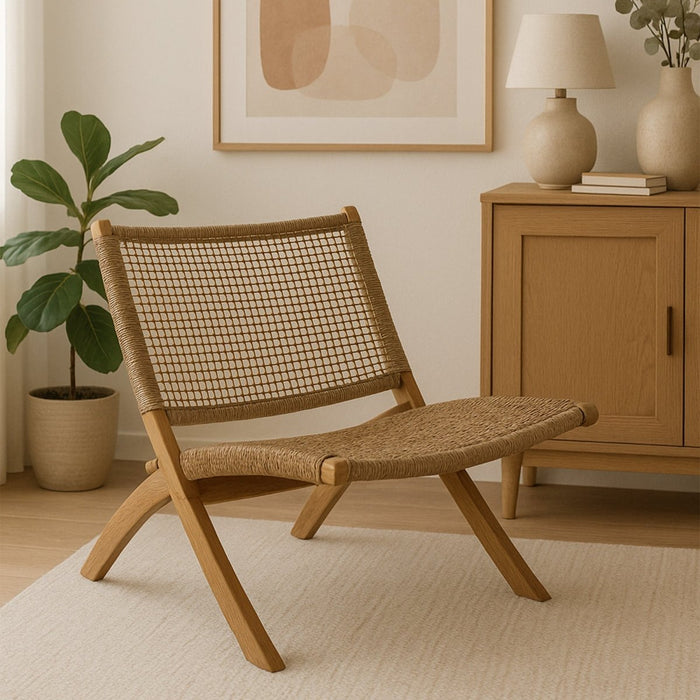 Folding Lounge Chair With Polystrand Seat - Shoreline - Teak HQ™