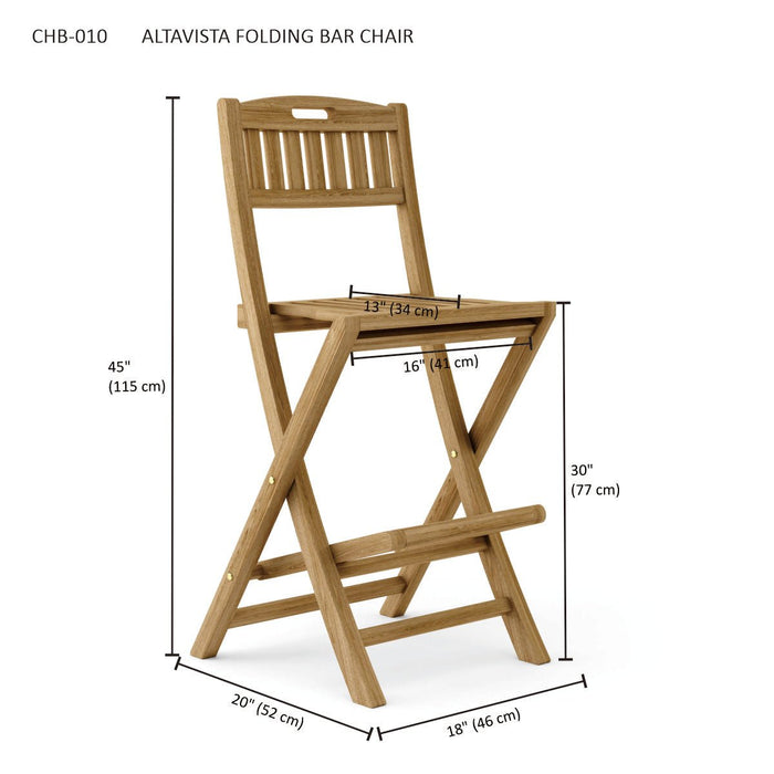 Folding Teak Bar Chair - Altavista - Teak HQ™