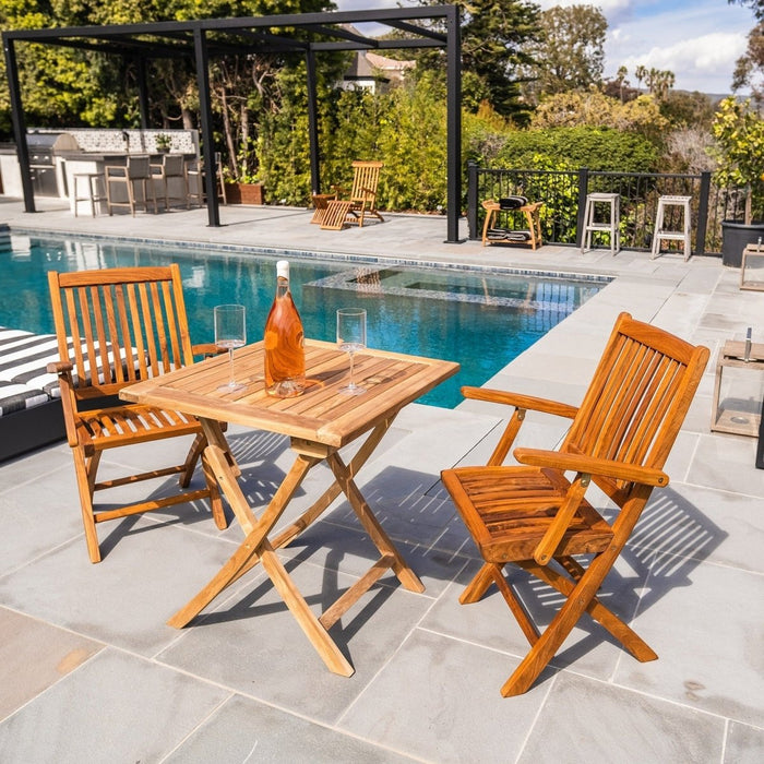 Folding Teak Patio Table for 2 (28" Square) - Monaco - Teak HQ™