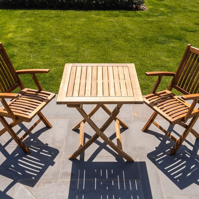 Folding Teak Patio Table for 2 (28" Square) - Monaco - Teak HQ™
