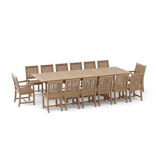 Large Teak Dining Set - Valencia (Table) & Rialto (14 Chairs)