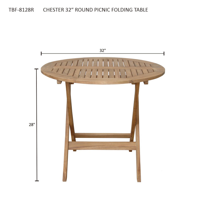 Circular Teak Table (32" Diameter) - Chester