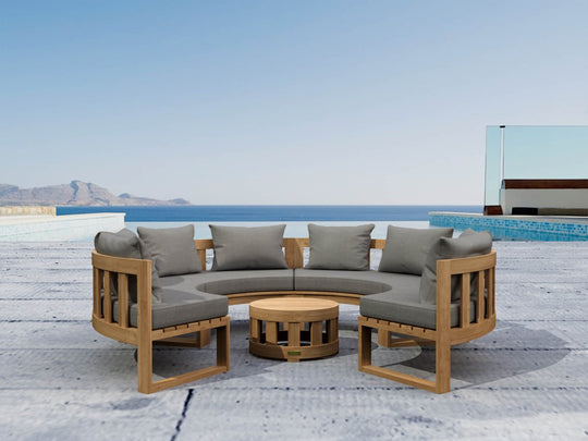 High - End Teak Furniture - Arena 5 - Piece Sectional Set - Teak HQ™