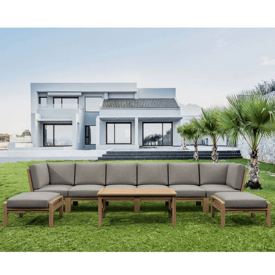 Indonesian Teak Garden Furniture - Natsepa 9 - Piece Sectional Set - Teak HQ™