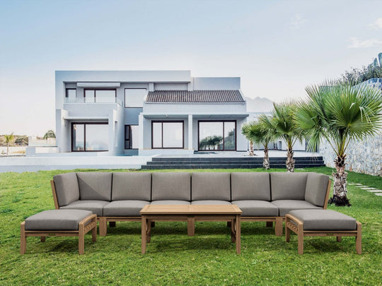 Indonesian Teak Garden Furniture - Natsepa 9 - Piece Sectional Set - Teak HQ™