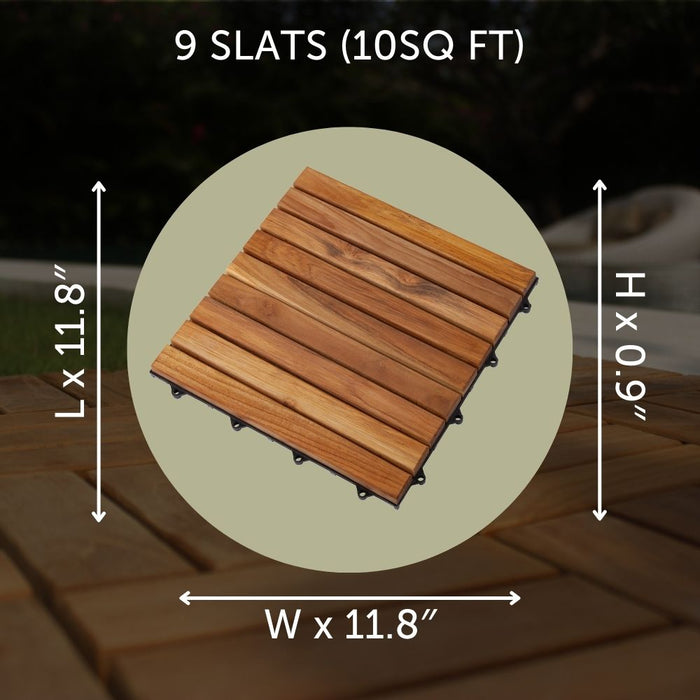 Interlocking Oiled Teak Wood Tiles (10 Sq Ft) - Deca - Teak HQ™