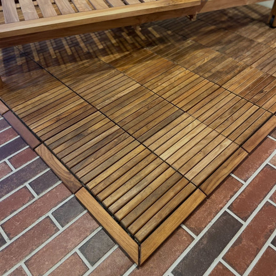 Interlocking Teak Tile Corner Pieces (2 Loop + 2 Pin) - Teak HQ™