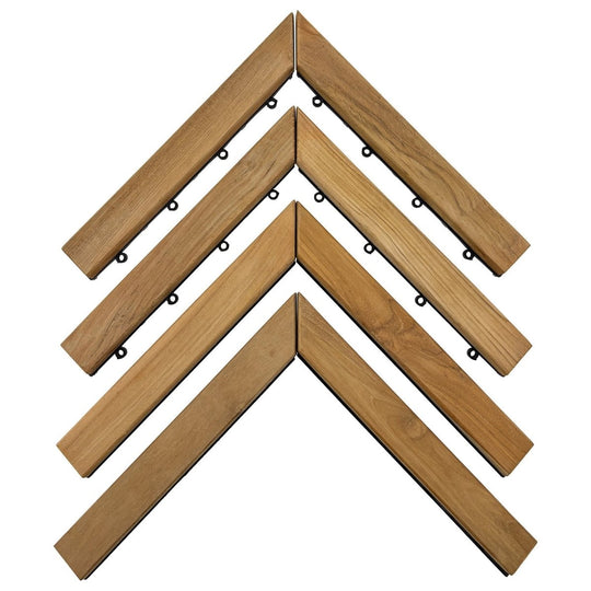 Interlocking Teak Tile Corner Pieces (2 Loop + 2 Pin) - Teak HQ™