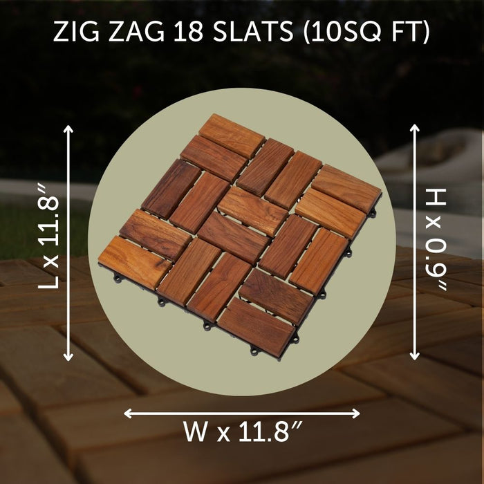Interlocking Teak Tiles (10 Sq Ft / Oiled) - Florin - Teak HQ™