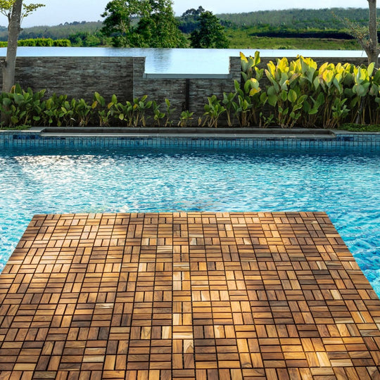 Interlocking Teak Tiles (10 Sq Ft / Oiled) - Florin - Teak HQ™