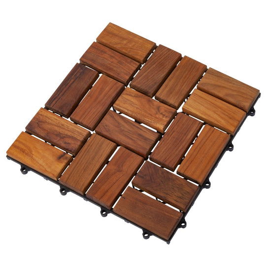 Interlocking Teak Tiles (10 Sq Ft / Oiled) - Florin - Teak HQ™