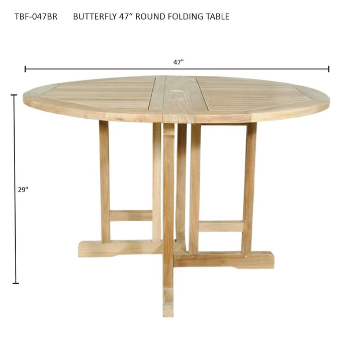 Outdoor Teak Round Dining Table (47" Diameter) - Bahama