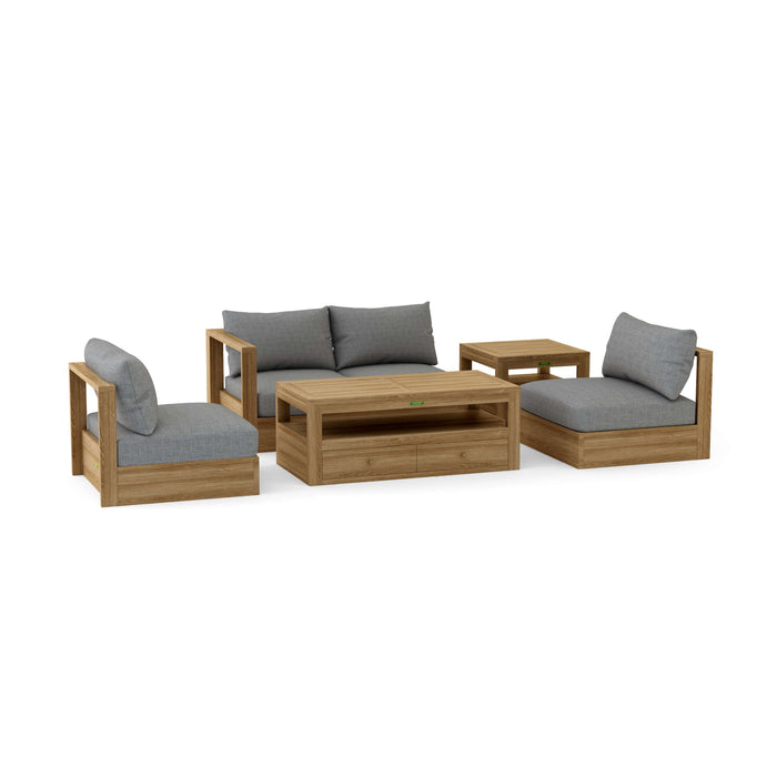 Teak Outdoor Sectional Sofa - Copacabana 5-Piece Modular Set