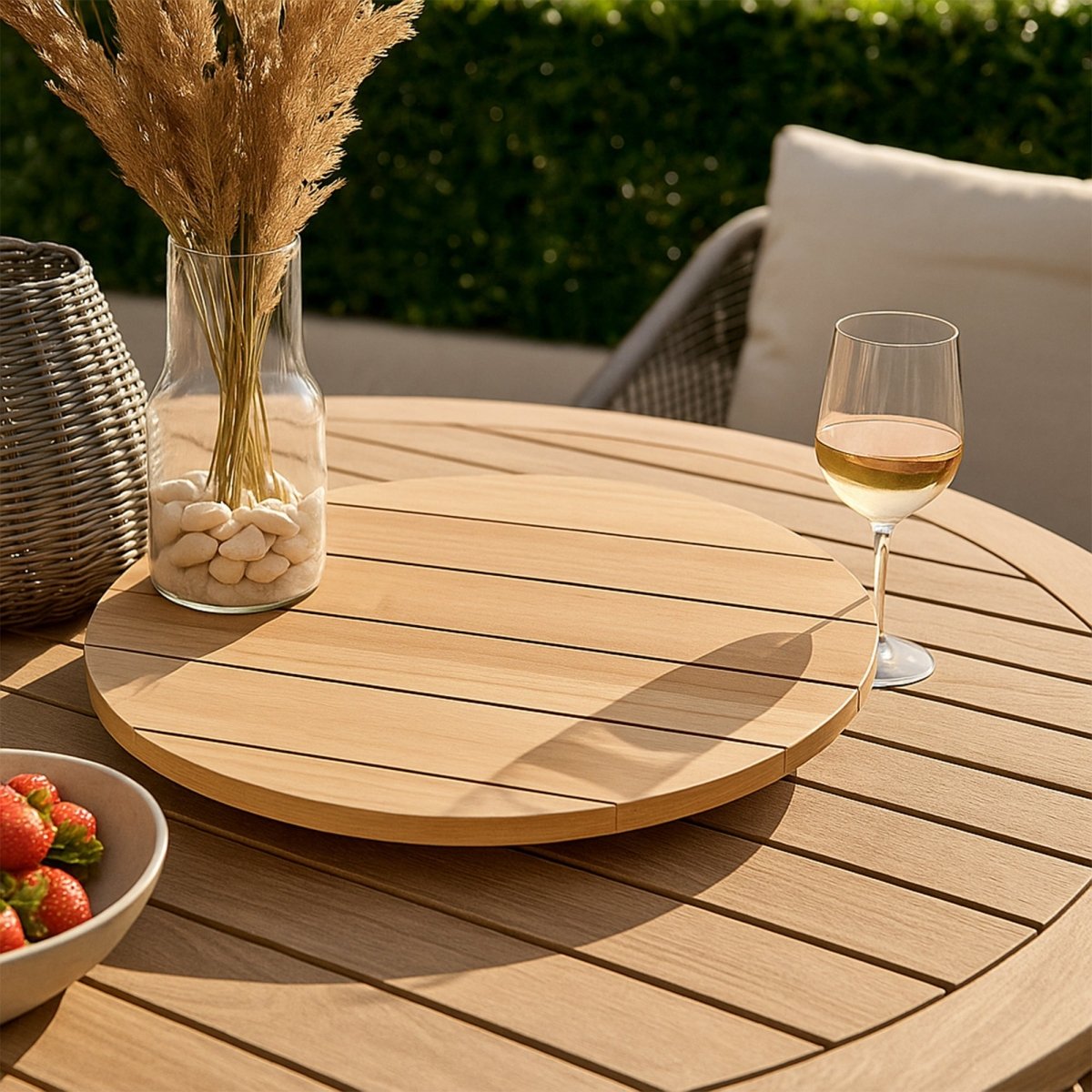 Large Teak Wood Lazy Susan (31