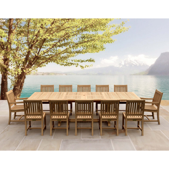 12-Person Teak Dining Set - Valencia (Table) & Rialto (Chairs)