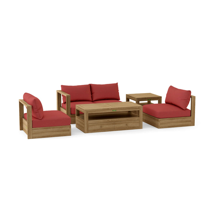 Teak Outdoor Sectional Sofa - Copacabana 5-Piece Modular Set