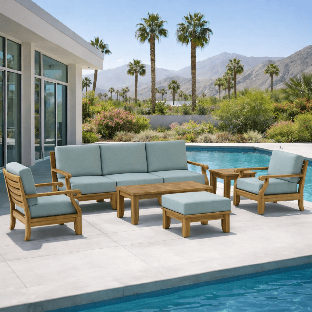 Luxury Teak Outdoor Furniture - Riviera 8 - Piece Sectional Set - Teak HQ™