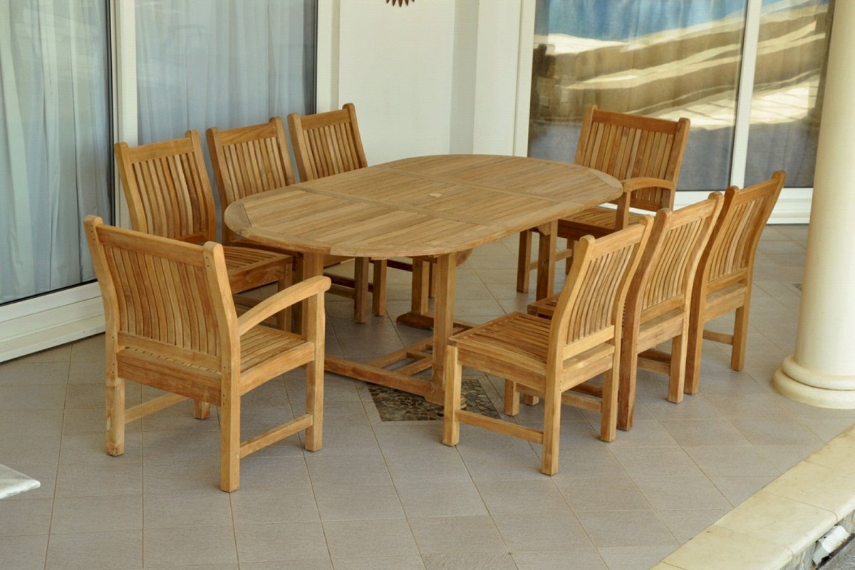 Modern Teak Outdoor Dining Set - Bahama (Table) & Sahara (8 Chairs) - Teak HQ™