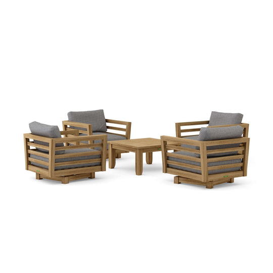 Modern Teak Outdoor Furniture - Cordoba 5 - Piece Set - Teak HQ™