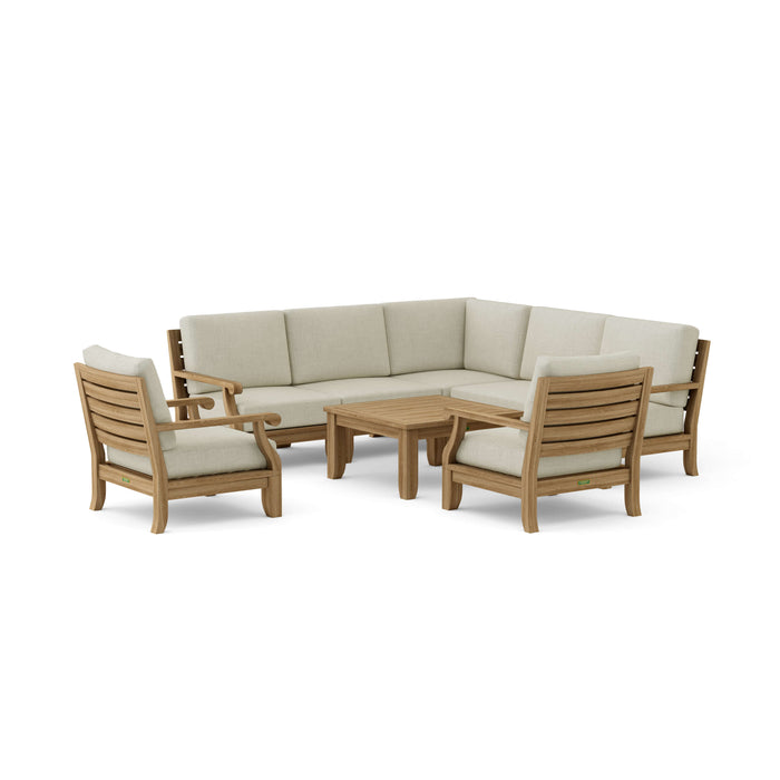 Teak Outdoor Corner Lounge Set - Riviera 8-Piece Modular Set