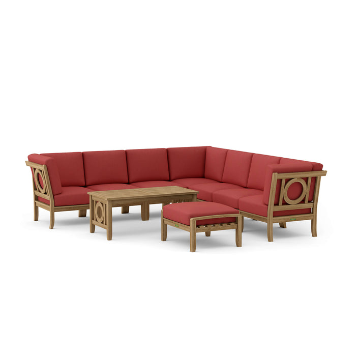 Teak Conversation Set - Natsepa 9-Piece Sectional Set