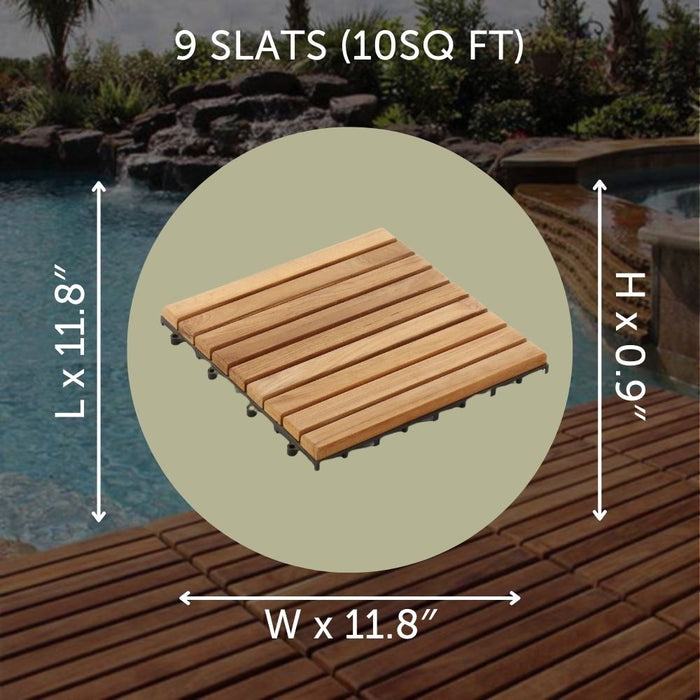 Natural Teak Interlocking Tiles (10 Sq Ft) - Deca - Teak HQ™