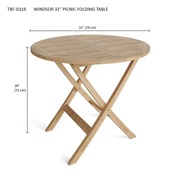 Teak Small Dining Table (31" Round) - Windsor