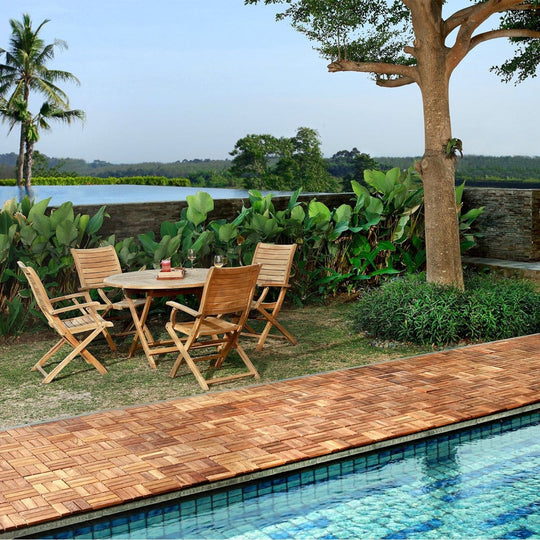 Oiled Teak Interlocking Tiles (10 Sq Ft) - Terracea - Teak HQ™